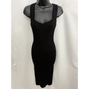 Olive + Oak Black Knit Midi Dress S Classy Little Black Dress Essential Basic